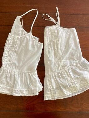 Lot of 2 White Cotton Camisoles Lace & Eyelet